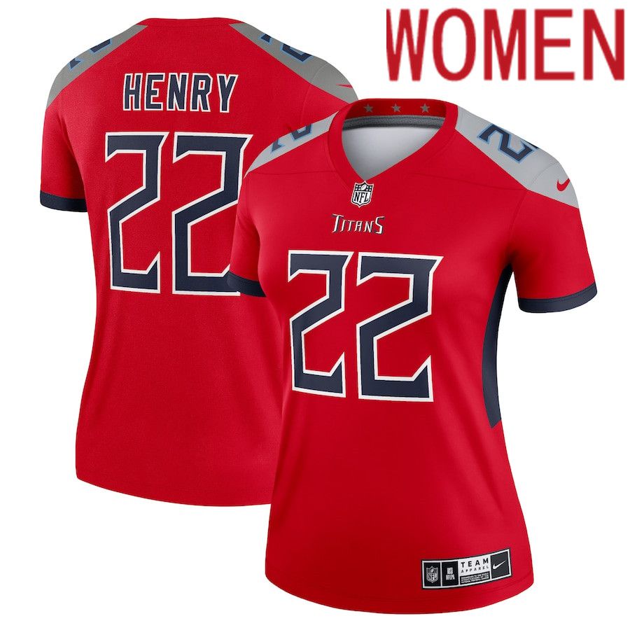 Women Tennessee Titans 22 Derrick Henry Nike Red Inverted Legend NFL Jersey
